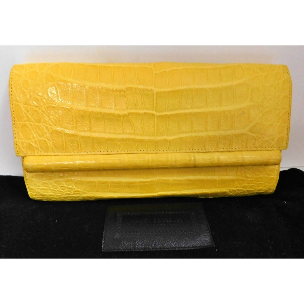Authentic Nancy Gonzalez Genuine Crocodile Yellow Clutch Bag NEW